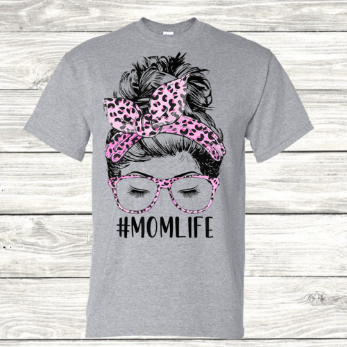 Mom Life Pink Cheeta Print Unisex Short Sleeve T-Shirt